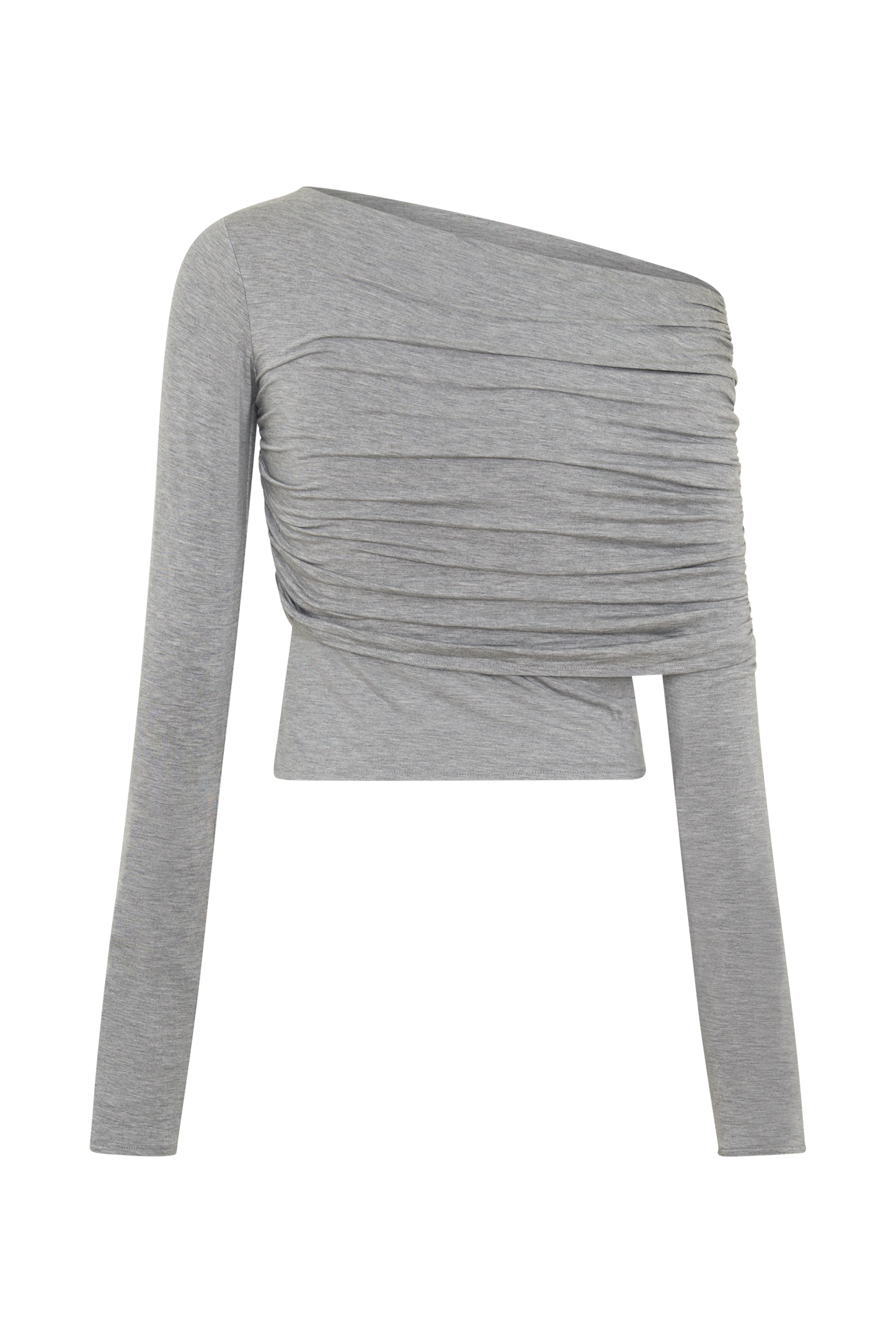 Keaton Modal Langarm-Overlay-Top - Grau Melange