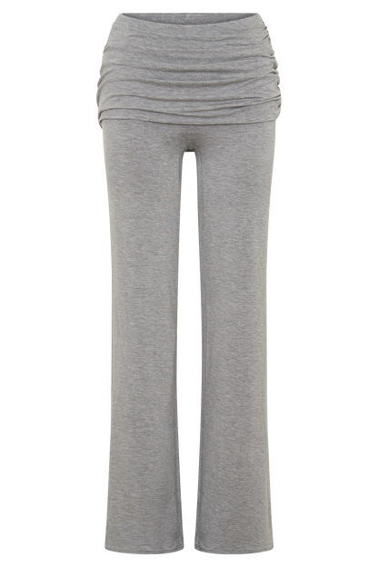 Keaton Modal Straight Leg Overlay Hose - Grau Melange