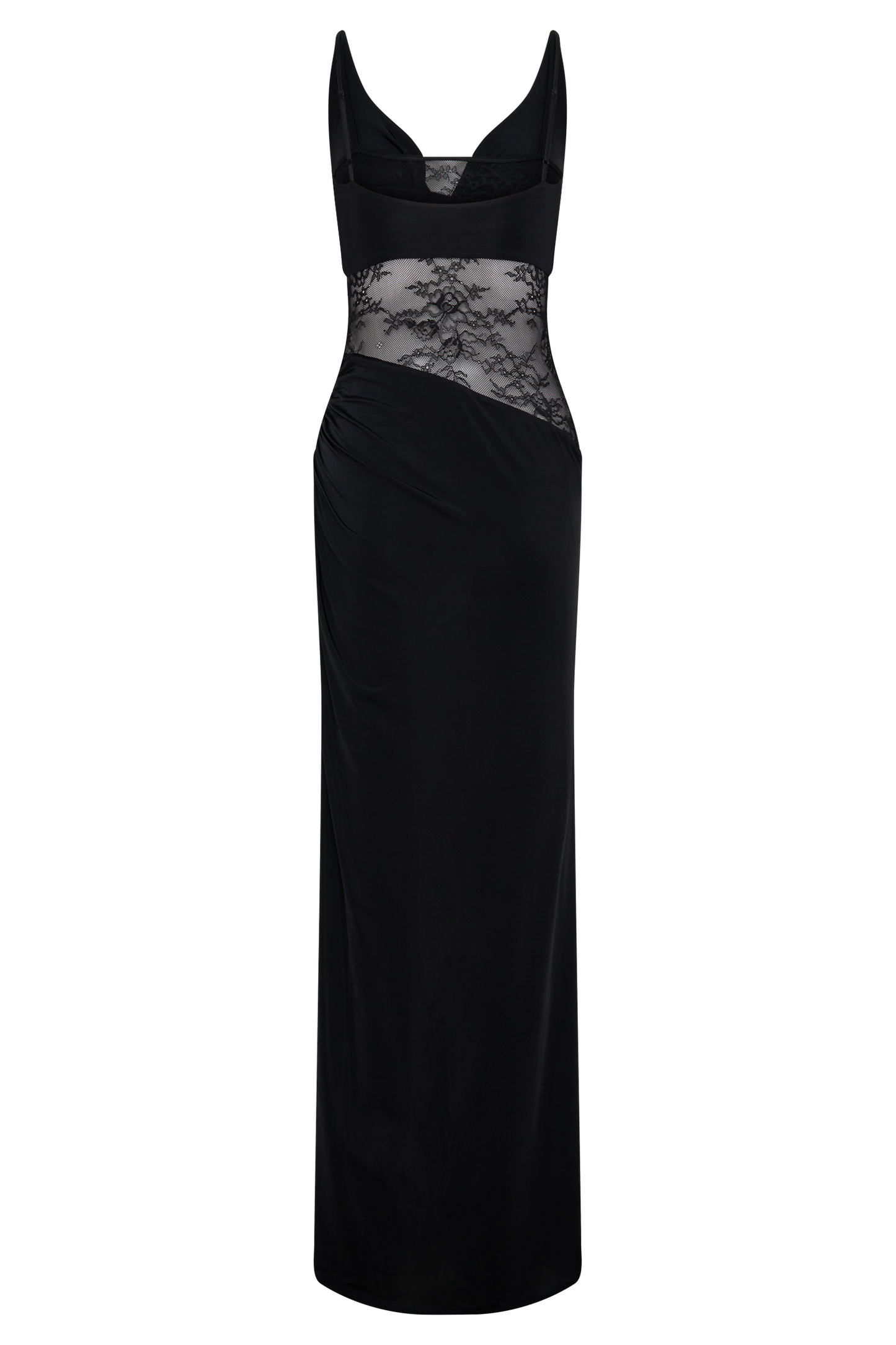 Kelela Draped Slinky And Lace Maxi Kleid - Schwarz