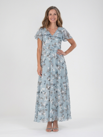 Ismeria | Florales Chiffon Maxikleid