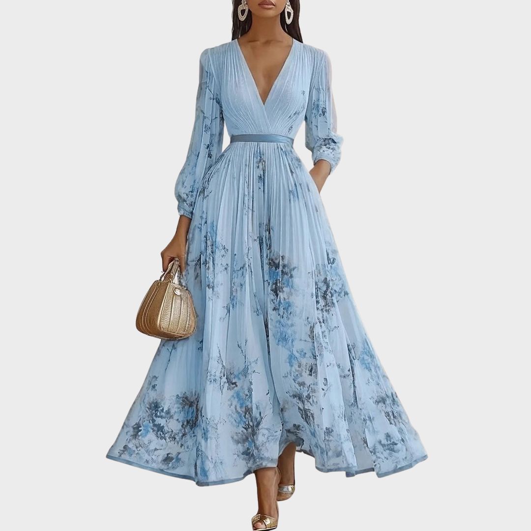 Rowella | Elegantes plissiertes Maxikleid