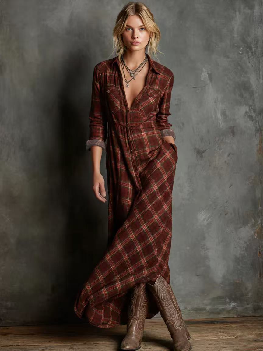 VIVIENNE | Elin - Karierter Maxikleid