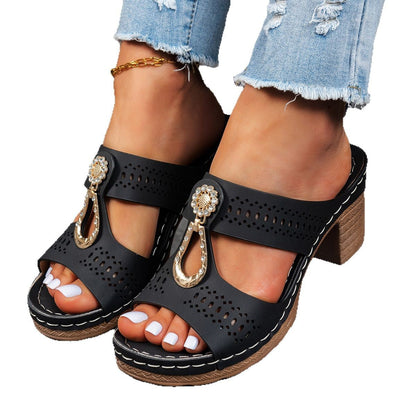 Orthopädische Sandalen mit Strass-Absatz