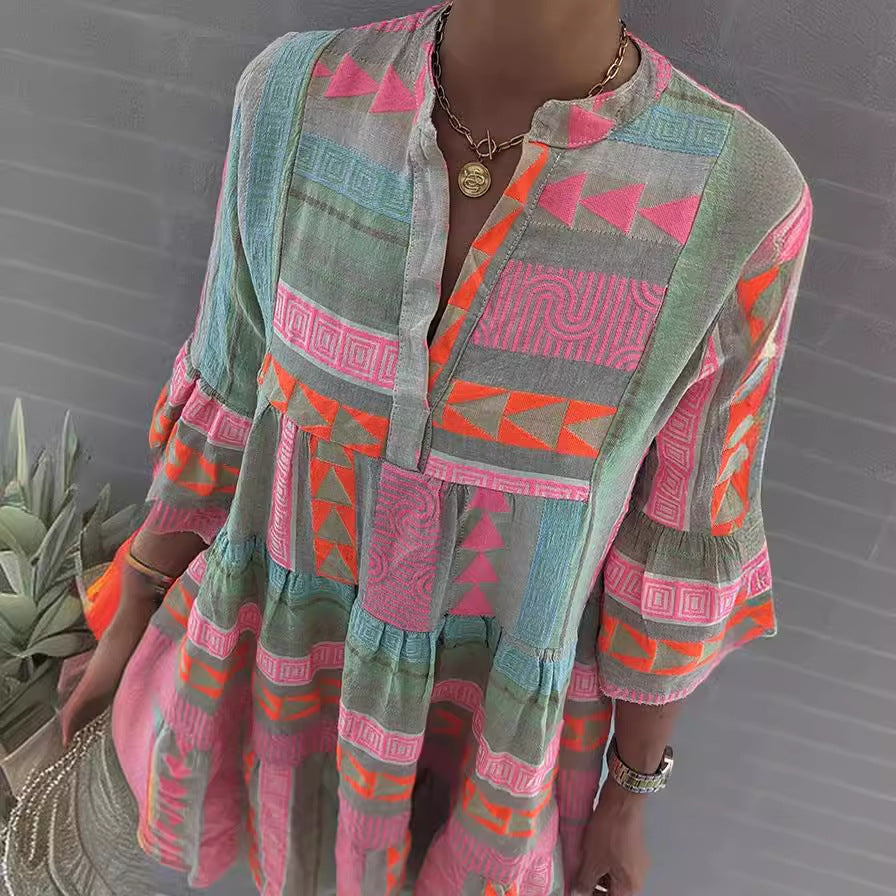 VIVIENNE | Boho Print Kleid