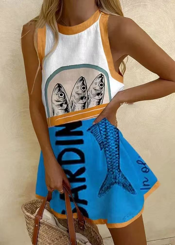 Isoria™ | Minikleid mit blauem Print