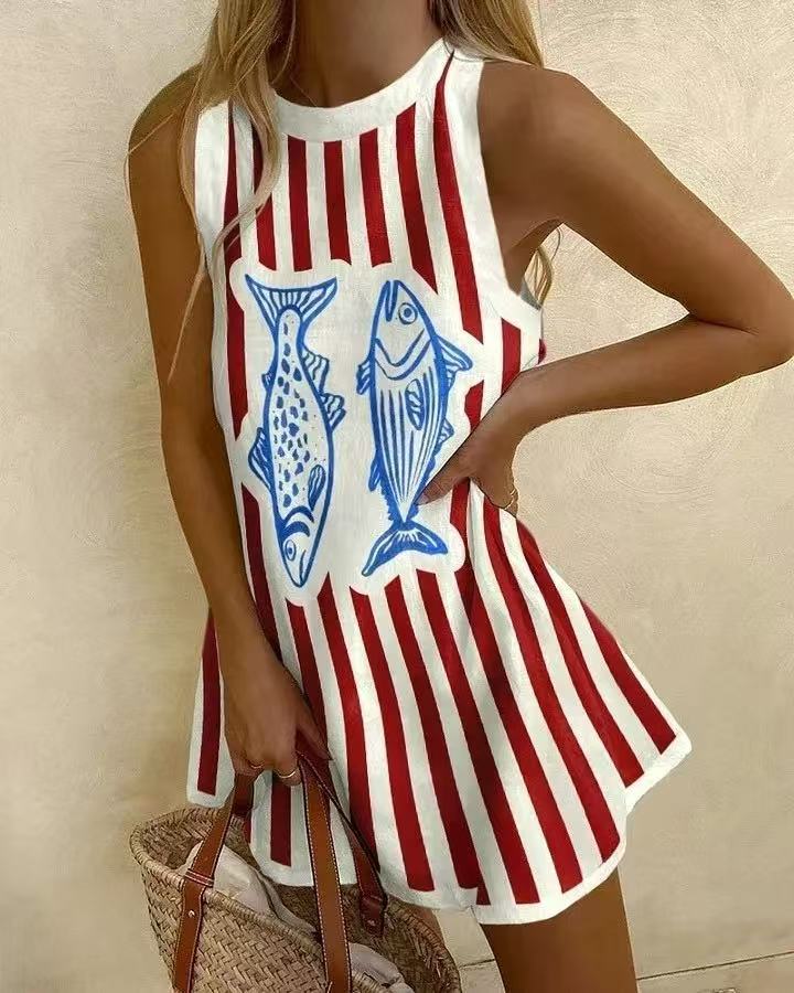 Delara™ | Minikleid mit Fisch-Print