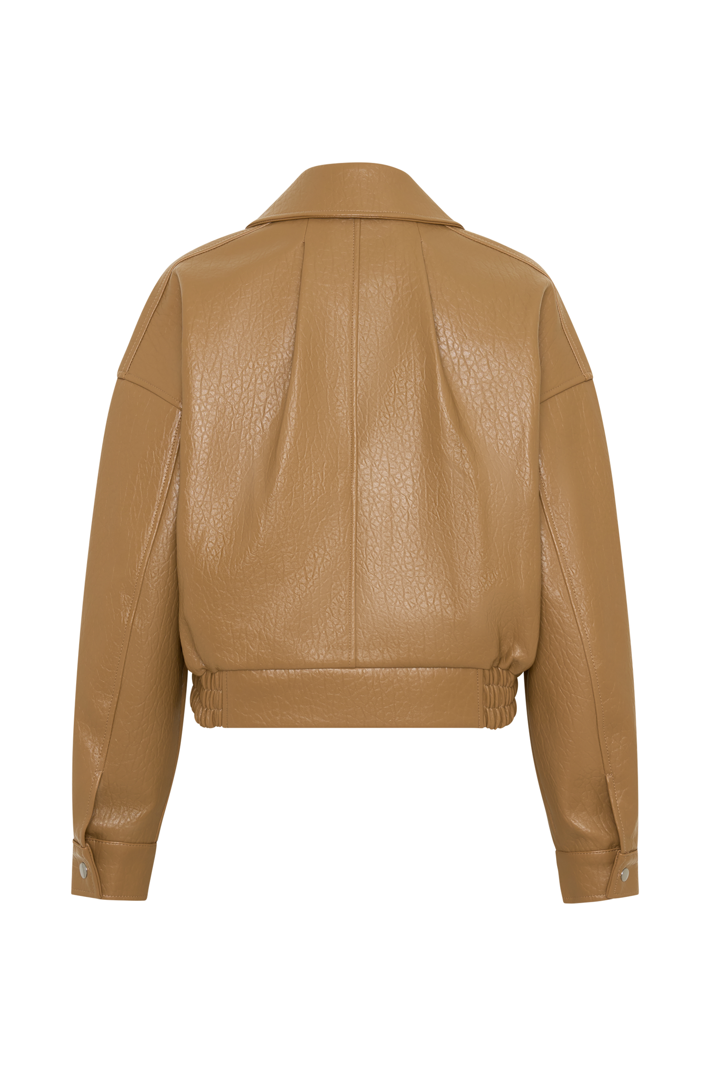 Paige Kunstleder Cropped Jacke - Beige