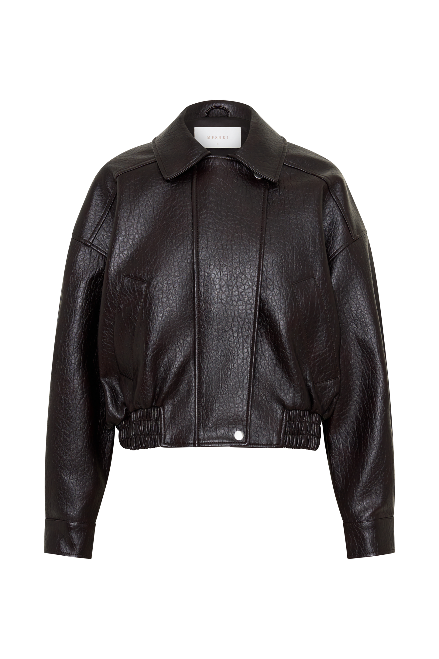 Paige Kunstleder Cropped Jacke - Kirschbraun