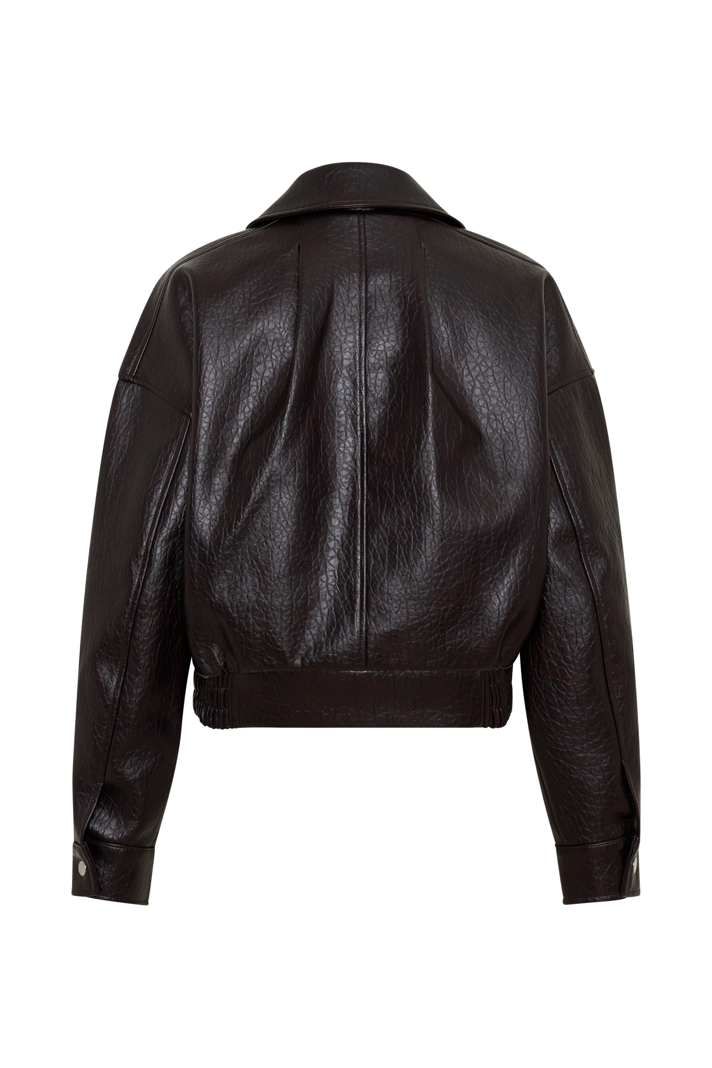 Paige Kunstleder Cropped Jacke - Kirschbraun