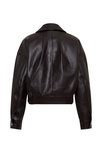 Paige Kunstleder Cropped Jacke - Kirschbraun