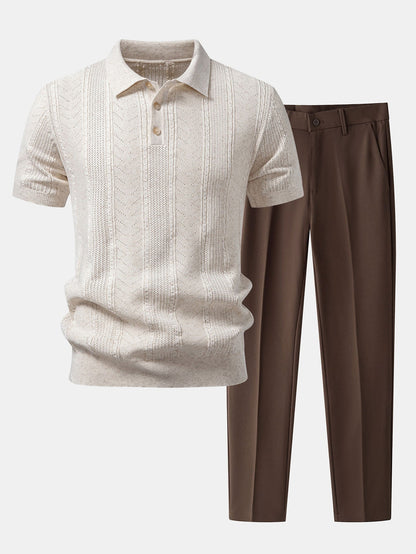 Leinenstrick-Polo & Slim Fit tapered Hose