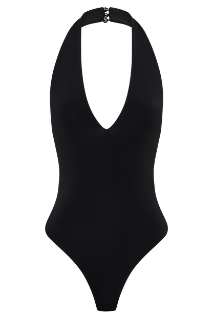 Rebekah Slinky Halter Bodysuit - Schwarz