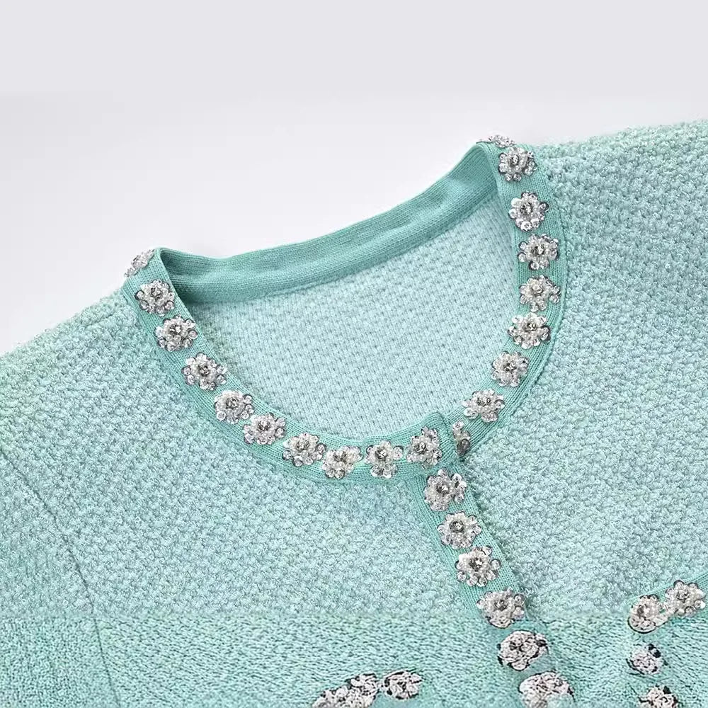 Victoria - Luxe Diamanten Pailletten Strickkleid