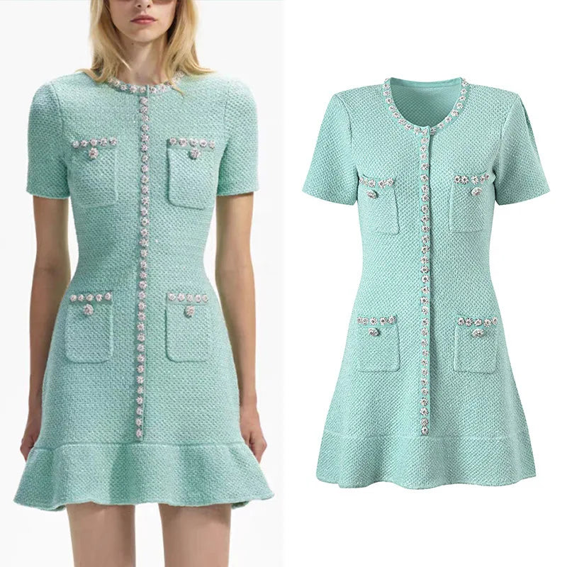 Victoria - Luxe Diamanten Pailletten Strickkleid