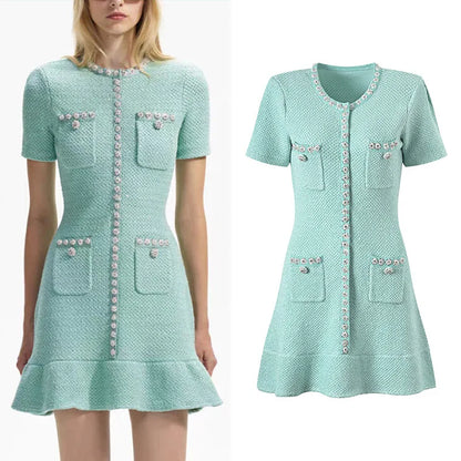 Victoria - Luxe Diamanten Pailletten Strickkleid