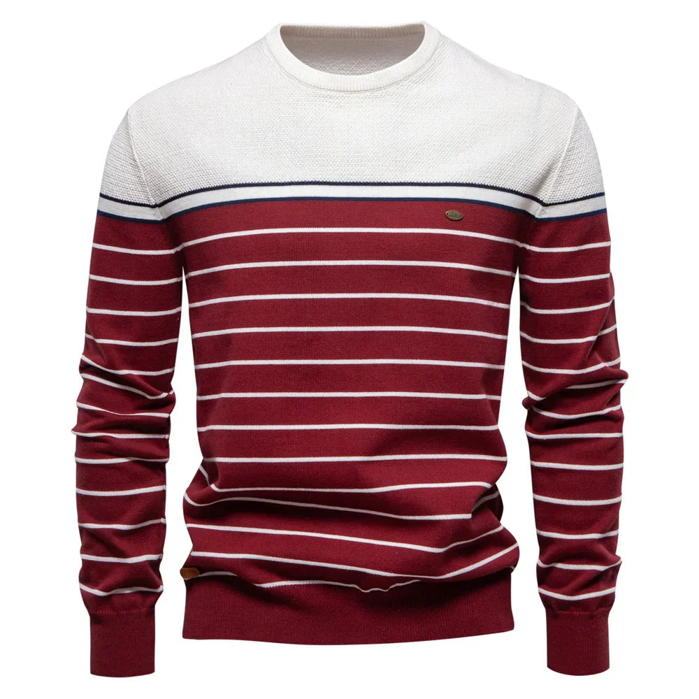 Wagenfeld™ | Herrenpullover mit Streifendessin