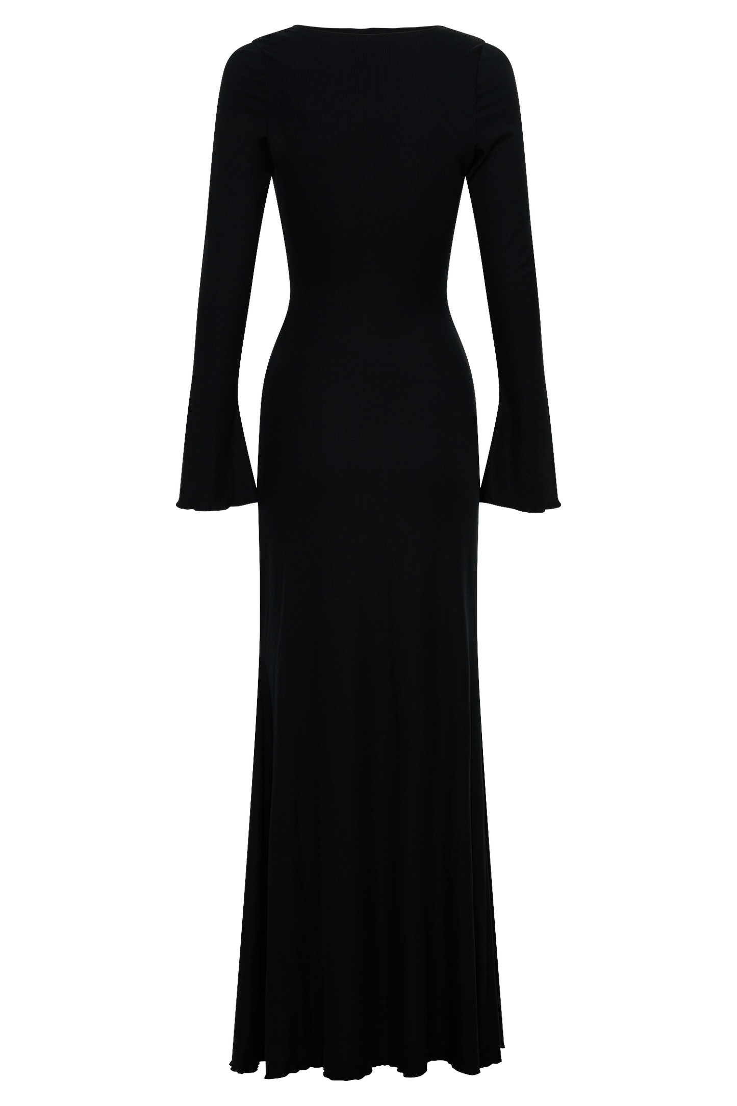 Tanya Knopf-Longsleeve-Maxi-Kleid - Schwarz