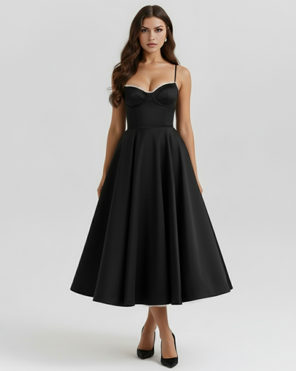 Midi-Kleid mit Korsett und vollem Rock