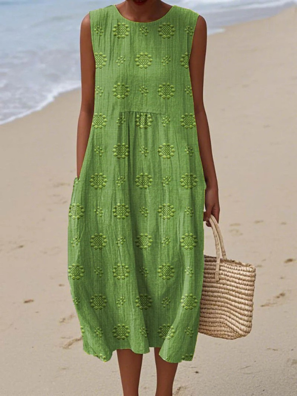 CHLOE | GEMUSTERTES, FEMININES MIDI-KLEID