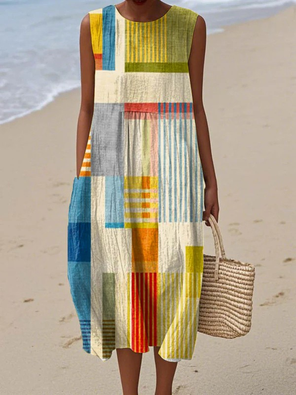 CLARA | GEOMETRISCH CHIC MIDI-KLEID