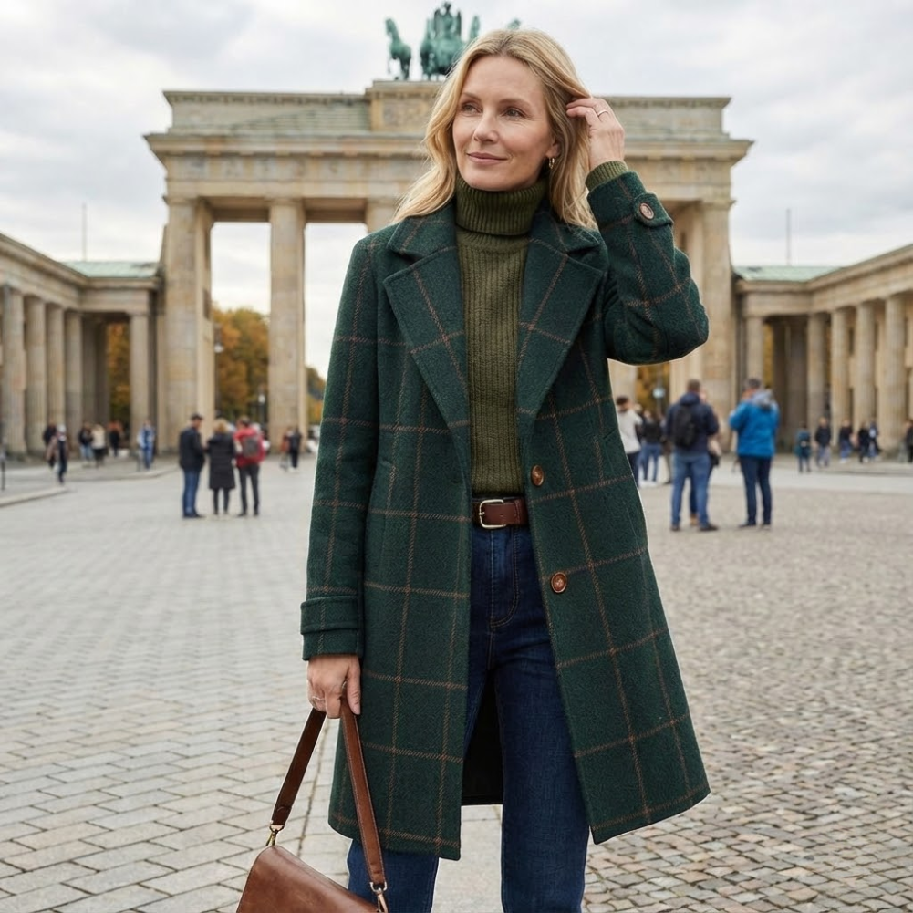 Valeria | Eleganter karierter Mantel aus Wolle