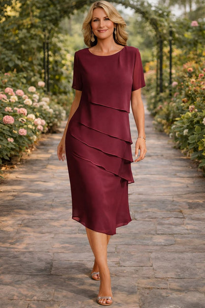 Elena | Geschichtetes Chiffon-Midikleid