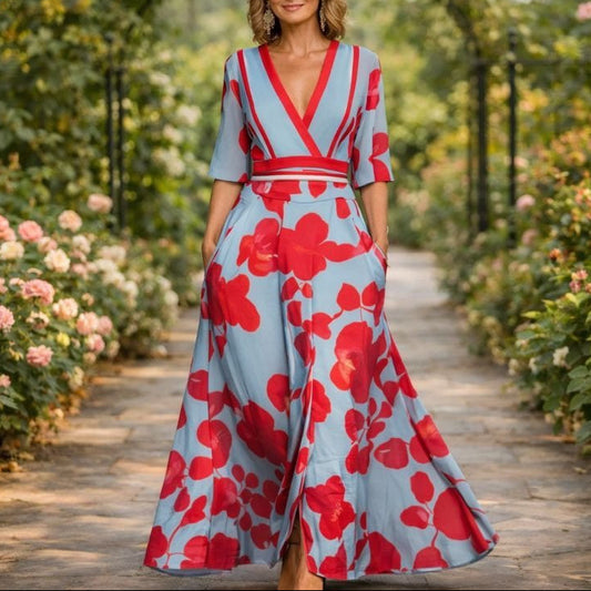 Mila™ - Weiches V-Ausschnitt Maxikleid