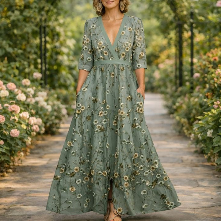 Mila™ - Weiches V-Ausschnitt Maxikleid