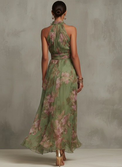 Livia | Elegantes Maxikleid mit Blumenmuster und Halter