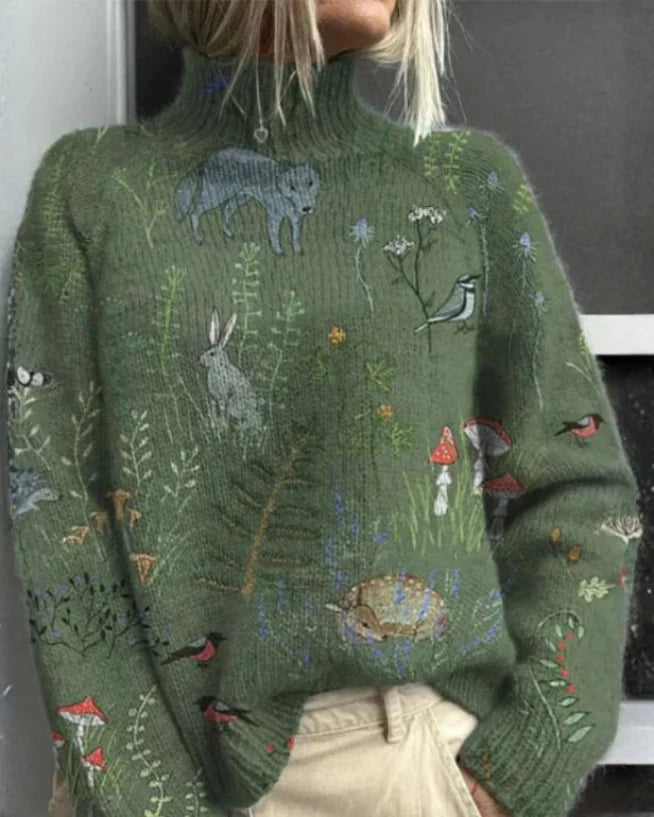 Naya - Warmer Oversized Pullover mit Blumenmuster