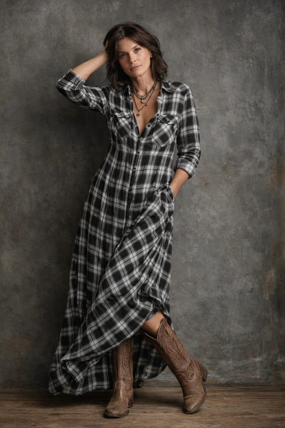 VIVIENNE | Elin - Karierter Maxikleid