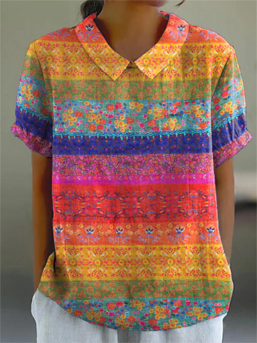 Maya | Floral Gestreiftes Hemd