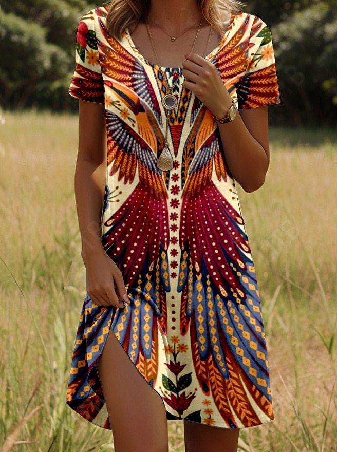 Isla™ – Kleid mit indisch inspiriertem Print und Rundhalsausschnitt
