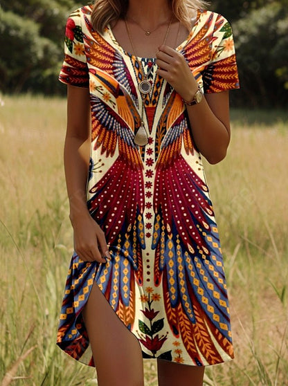 Isla™ – Kleid mit indisch inspiriertem Print und Rundhalsausschnitt