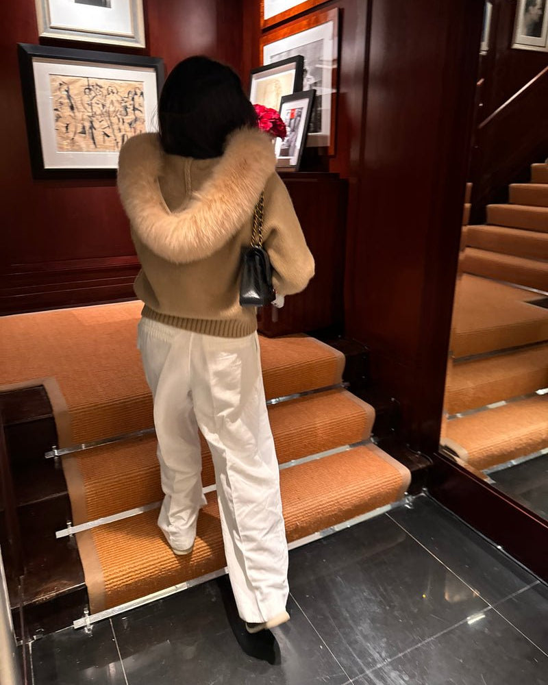 Lenora | Manteau en tricot avec col en fourrure