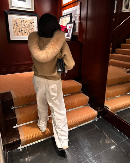 Lenora | Manteau en tricot avec col en fourrure