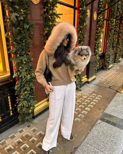 Lenora | Manteau en tricot avec col en fourrure