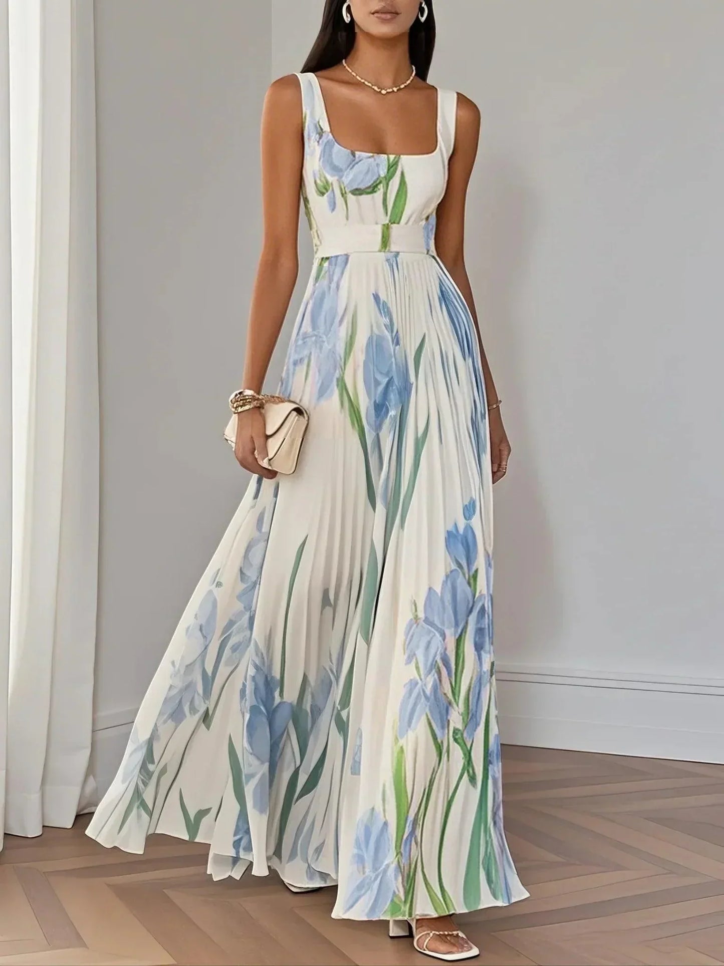 Yara™ - Maxikleid aus Plisseeschiffon