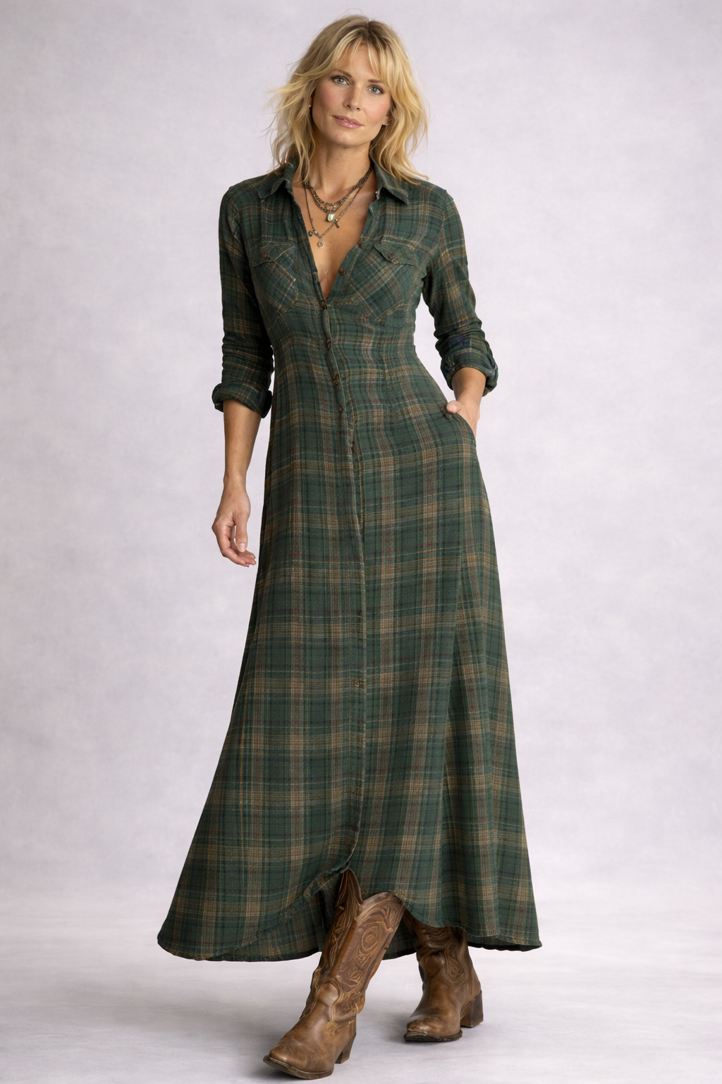 VIVIENNE | Elin - Karierter Maxikleid