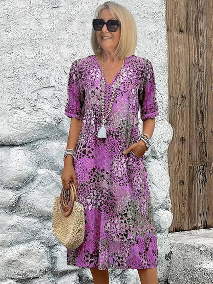 Dorina | V-Ausschnitt-Kleid mit Print