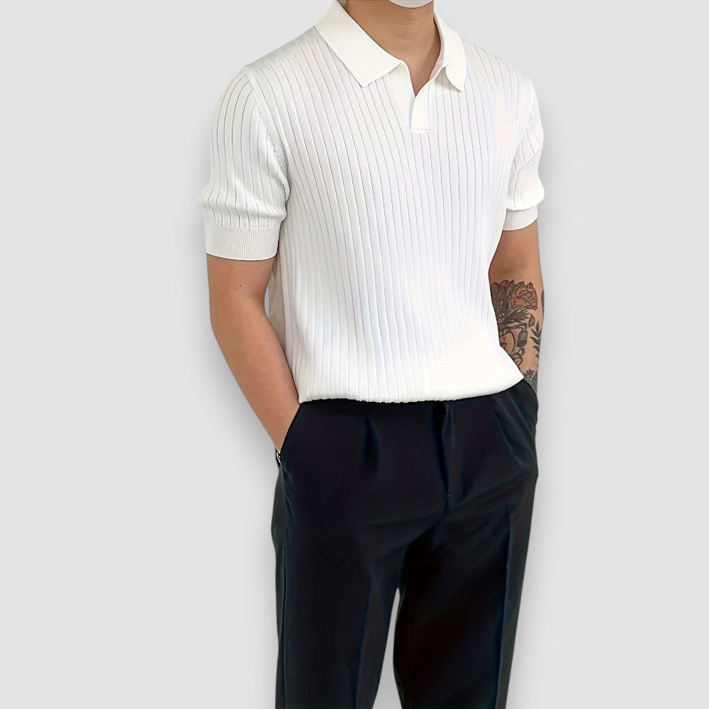 Vallo | Geripptes Kurzarm Herren Polo-Shirt