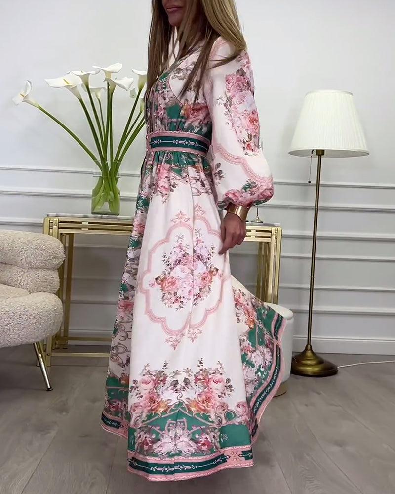 Chic Rosa Langarm-Maxikleid