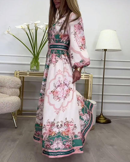 Chic Rosa Langarm-Maxikleid