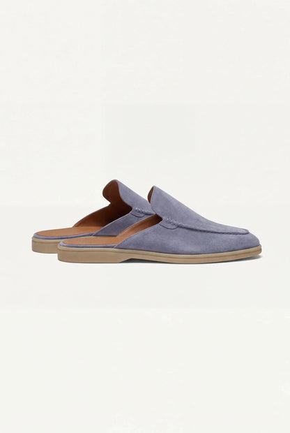 Babyblau Wildleder Yacht Mule
