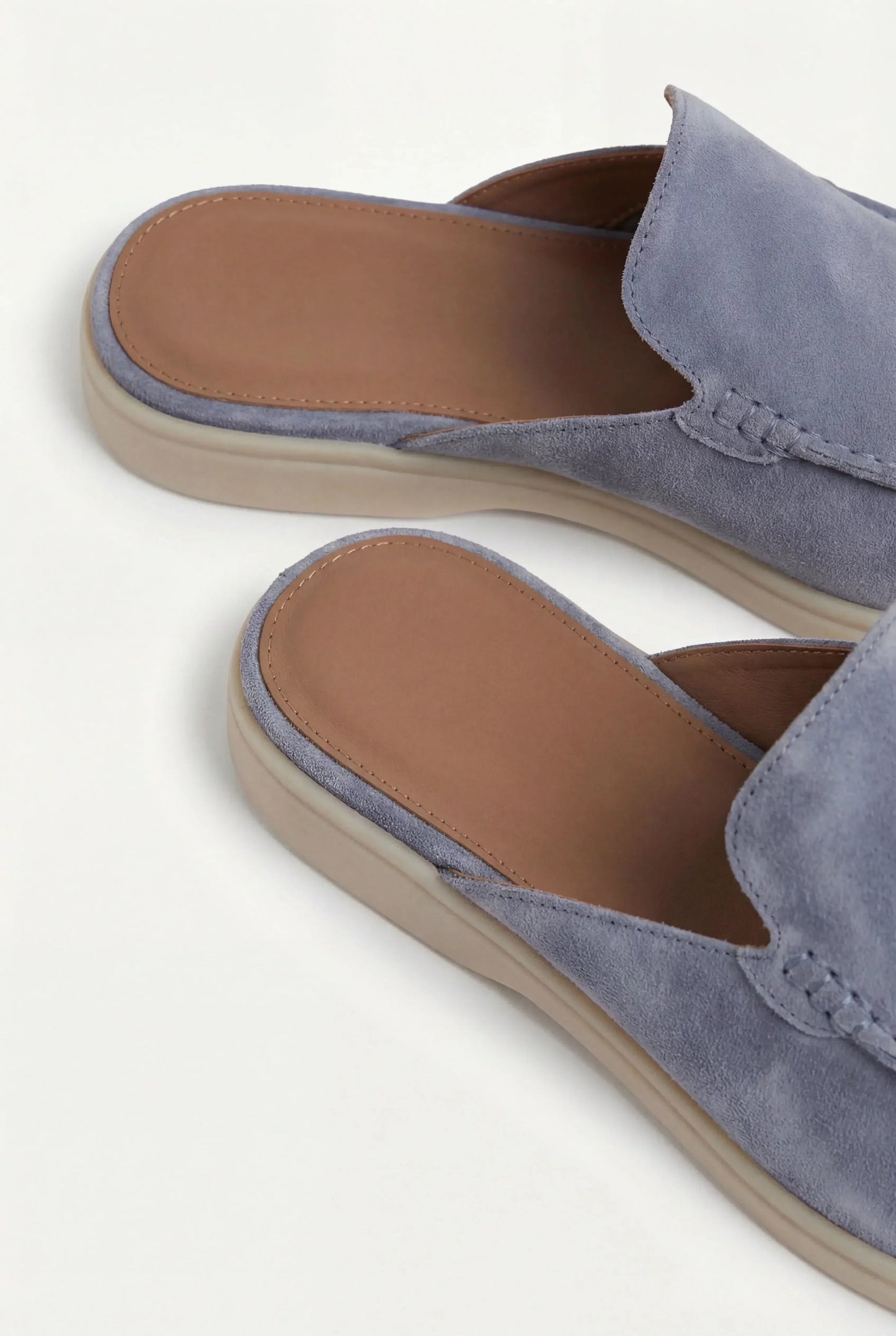 Babyblau Wildleder Yacht Mule