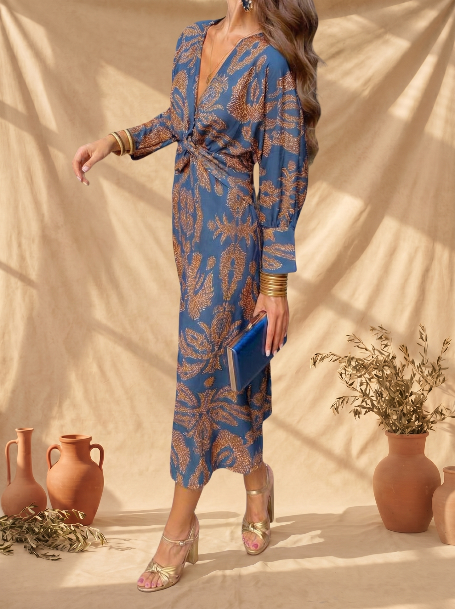 Celeste | Midi Kleid Eleganz mit Blumenmuster