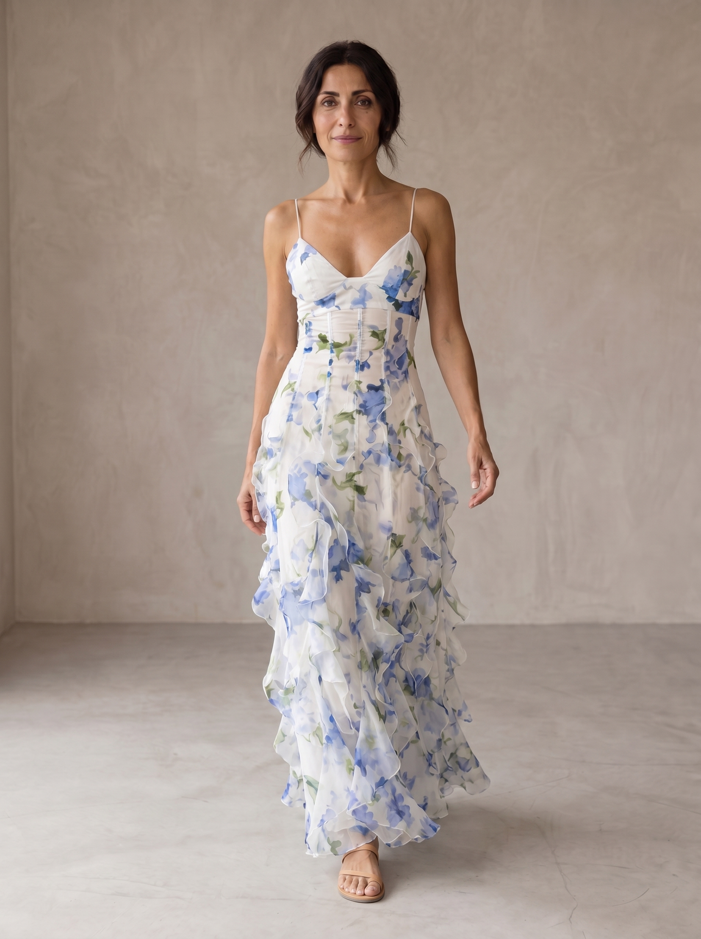 Uri | Midi-Blumenkleid mit Rüschen
