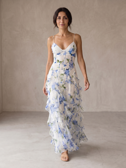 Uri | Midi-Blumenkleid mit Rüschen