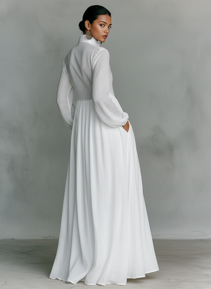 Aurelia™ – Fließendes Maxi-Hemdkleid in Leinen-Textur