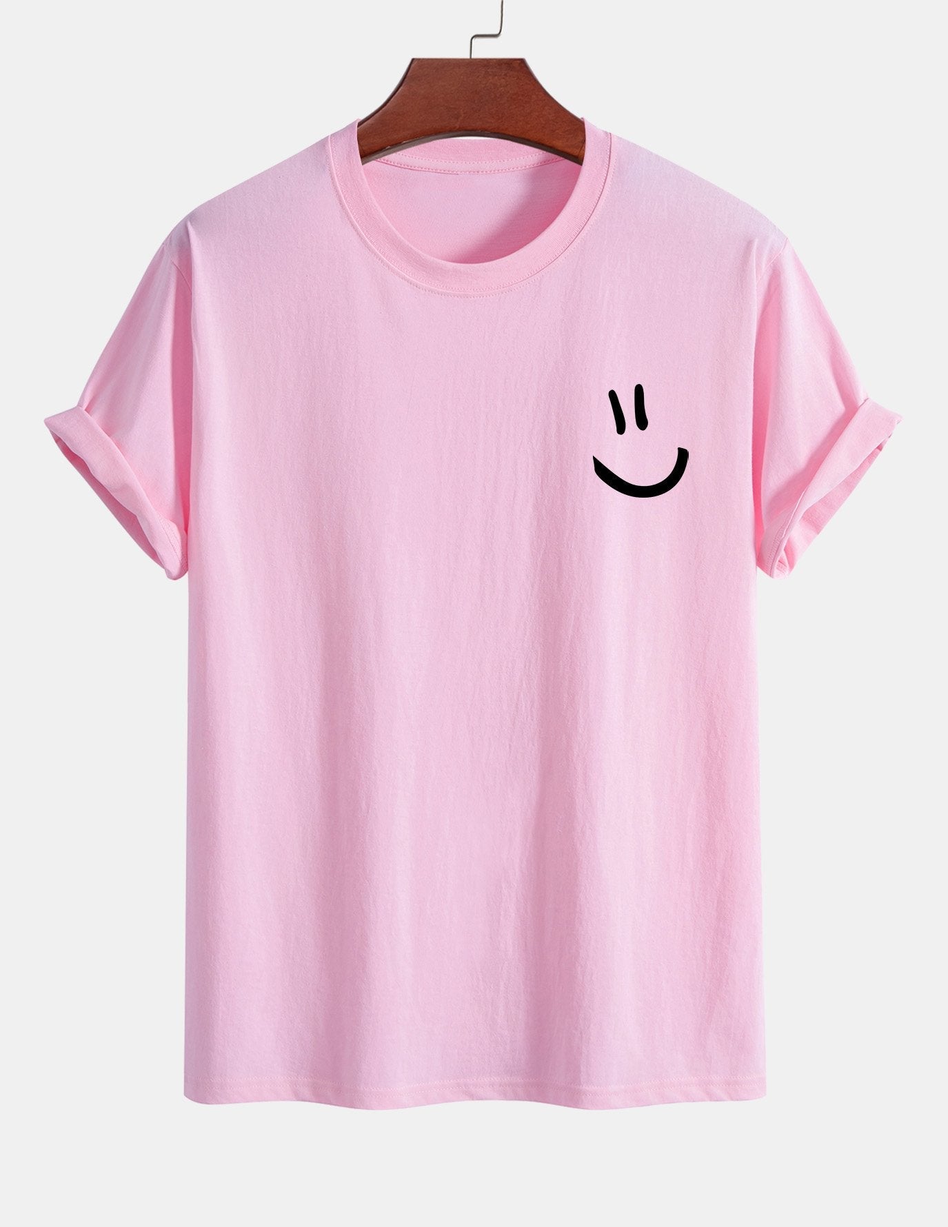 Regulär geschnittenes T-Shirt mit Smiley-Gesichtdruck aus Baumwolle